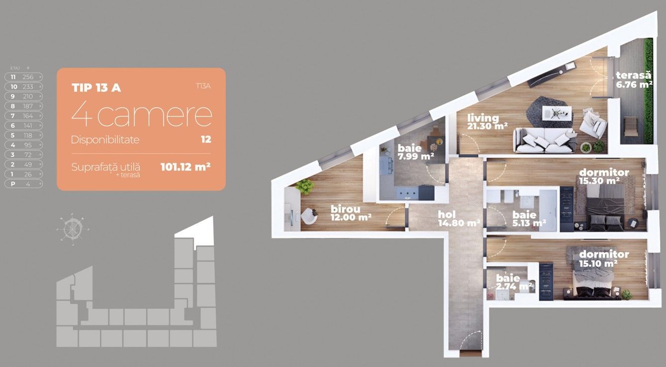 4 camere bloc nou I Sun Rebreanu I Titan - Poză 11