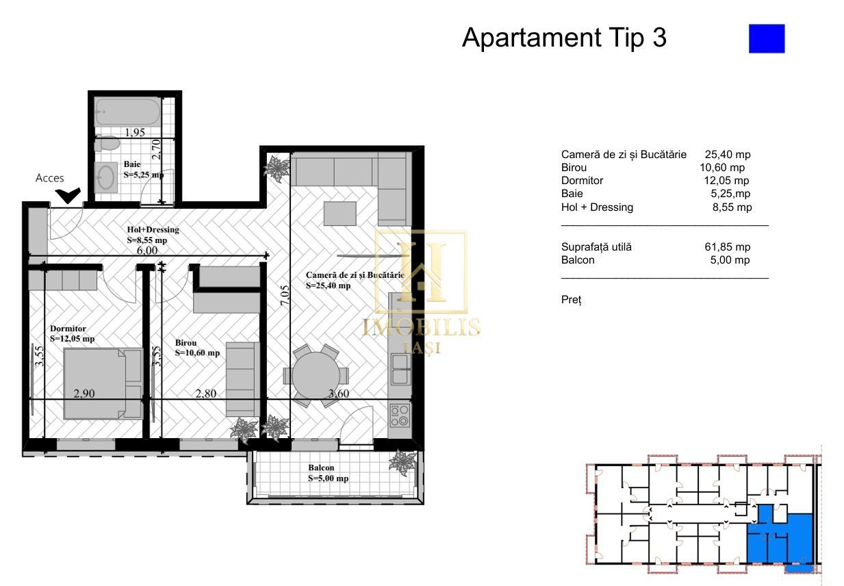 Apartamnet 3 camere SD 67 mp Bucium Visan 101000 euro - Poză 6