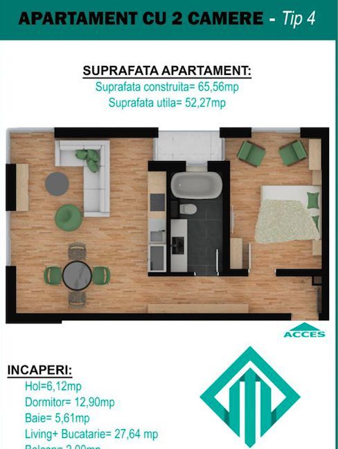 Apartament cu doua camere in bloc nou zona Torontalului - Poză 3