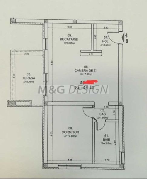 Apartament 2 camere Dumbravita etaj 1 - Schiță 7