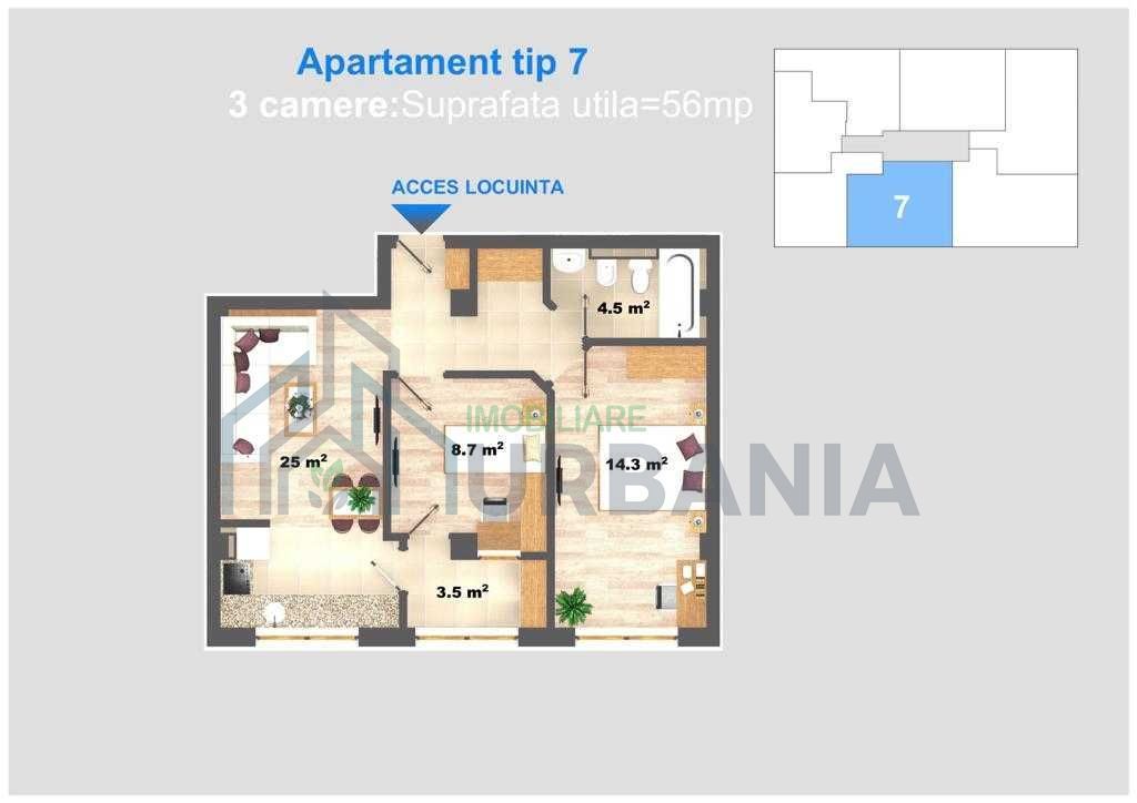 Oferta chirie apartament 3 camere # Iasi - Poză 8