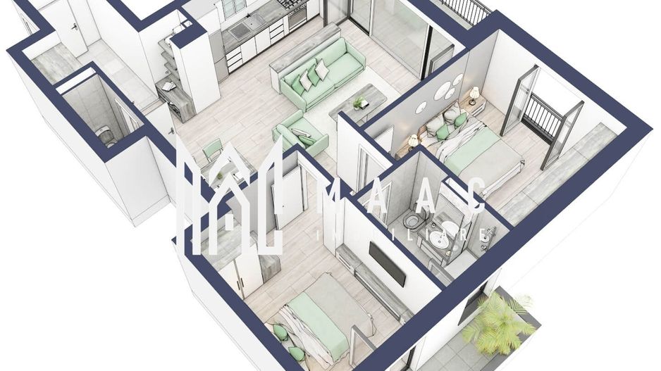 Apartament 3 camere | Balcoane 15.1 mp | Etaj II | Turnisor - Poză 3