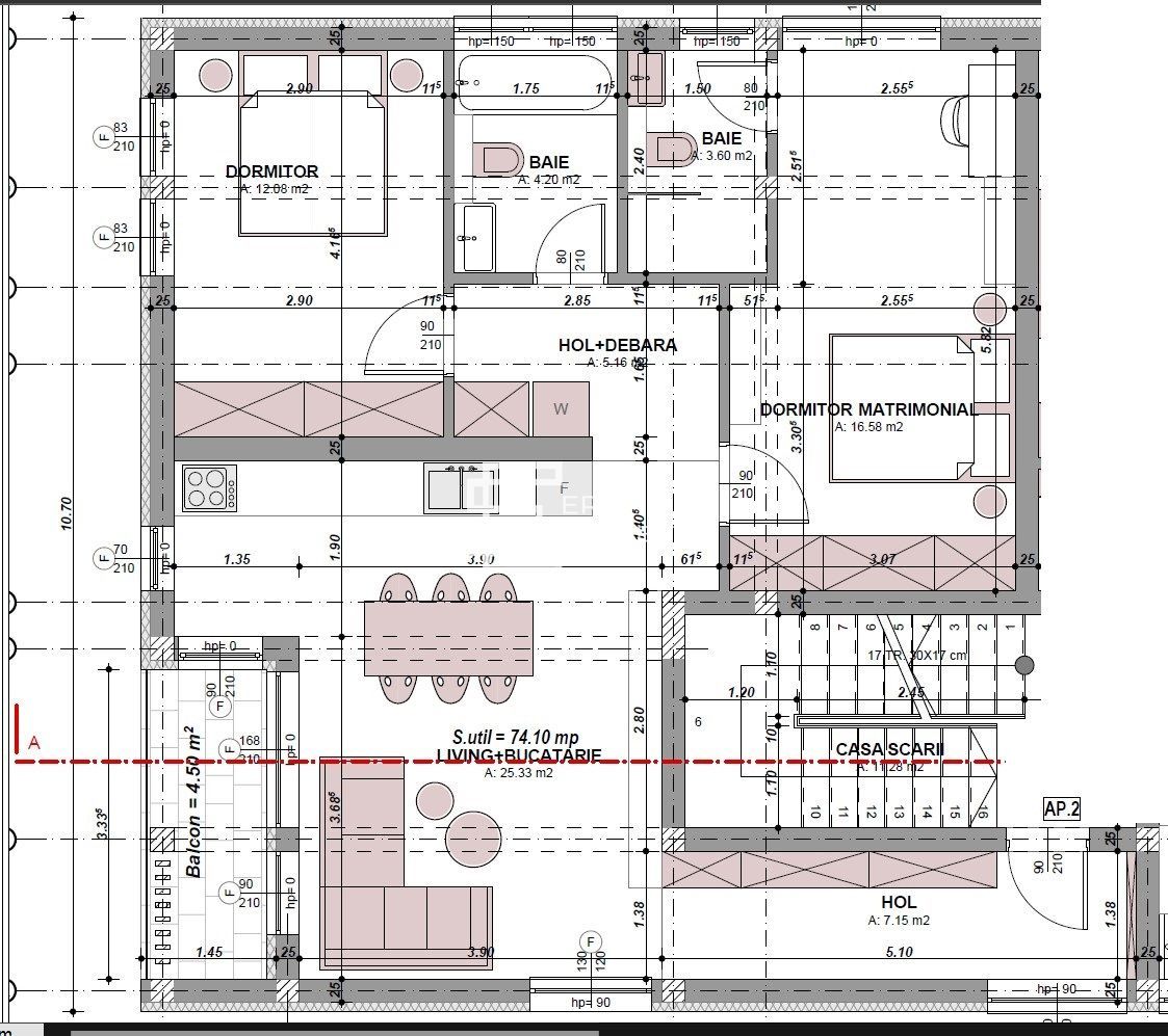 Apartament 3 camere /74 mp/finisaje premium/etaj 1/Cartierul Arhitectilor - Schiță 8