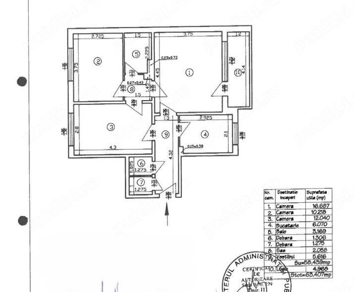 Apartament 3 camere semidecomandat, mobilat și utilat modern - Poză 7