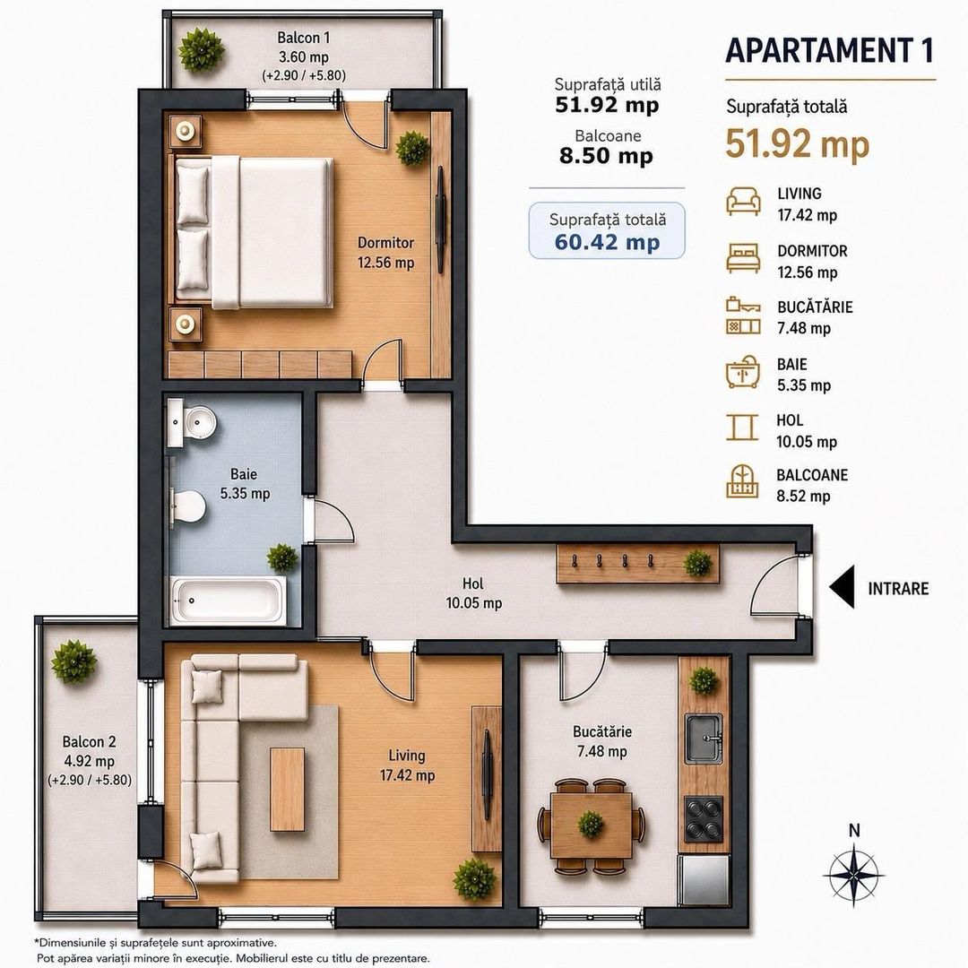 Apartament modern cu 2 camere | Loc de parcare inclus | Ștr. Safirului - Poză 3