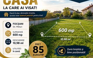Teren de vânzare...Str.Militari...Mun Focșani/VN - Poză 1
