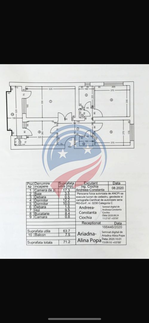 Apartament 3 camere decomandate, 71 mp, bloc cărămidă, centrală proprie - Poză 1