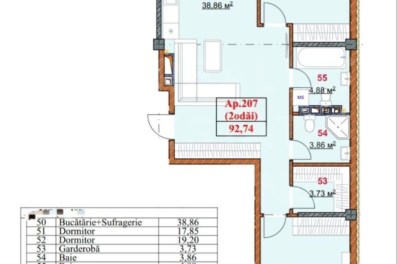 Vânzare, apartament, 2 camere + living, str, Grenoble, Botanica - Poză 3