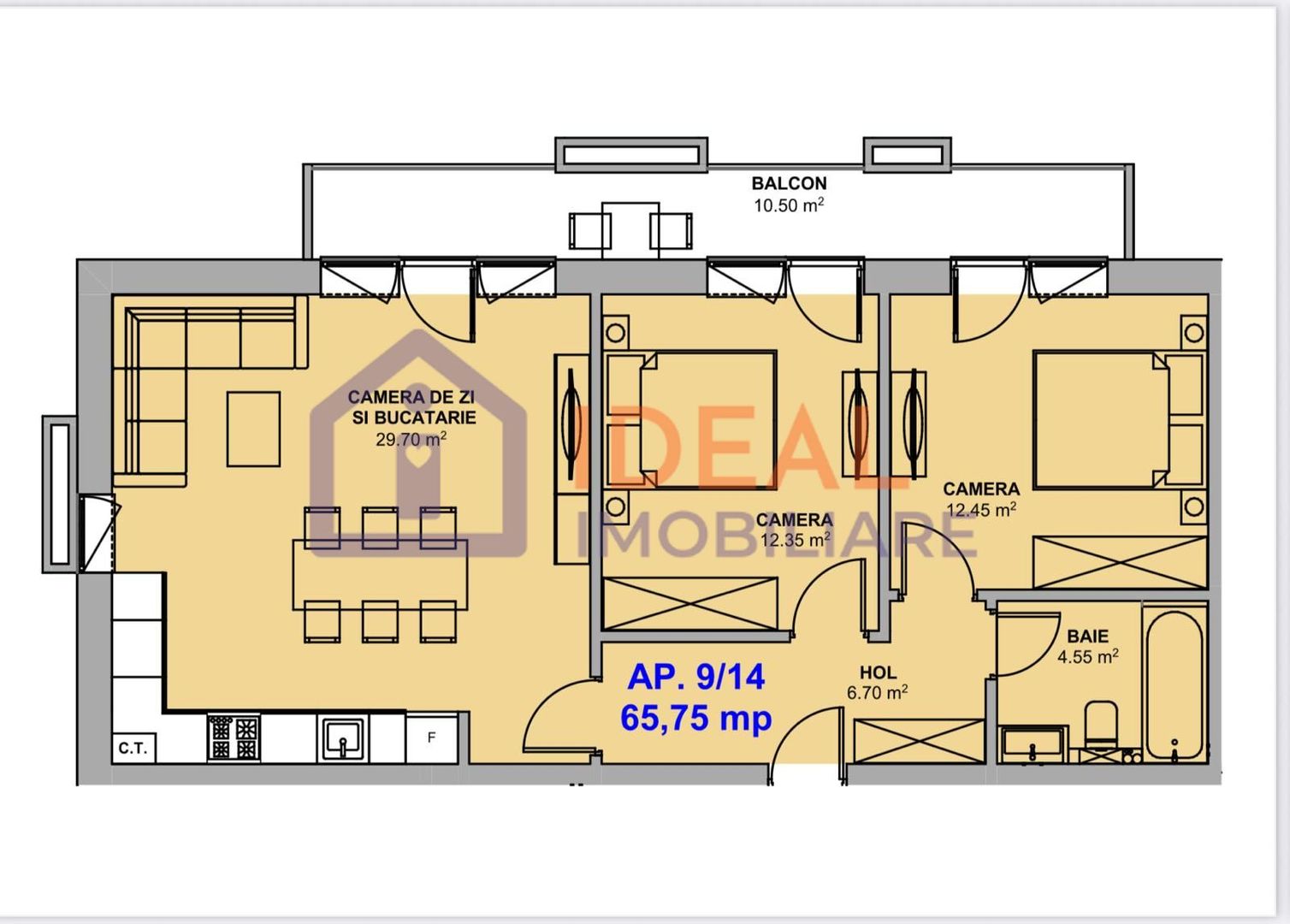 Apartament cu 3 camere de vânzare– Doamna Stanca - Schiță 9
