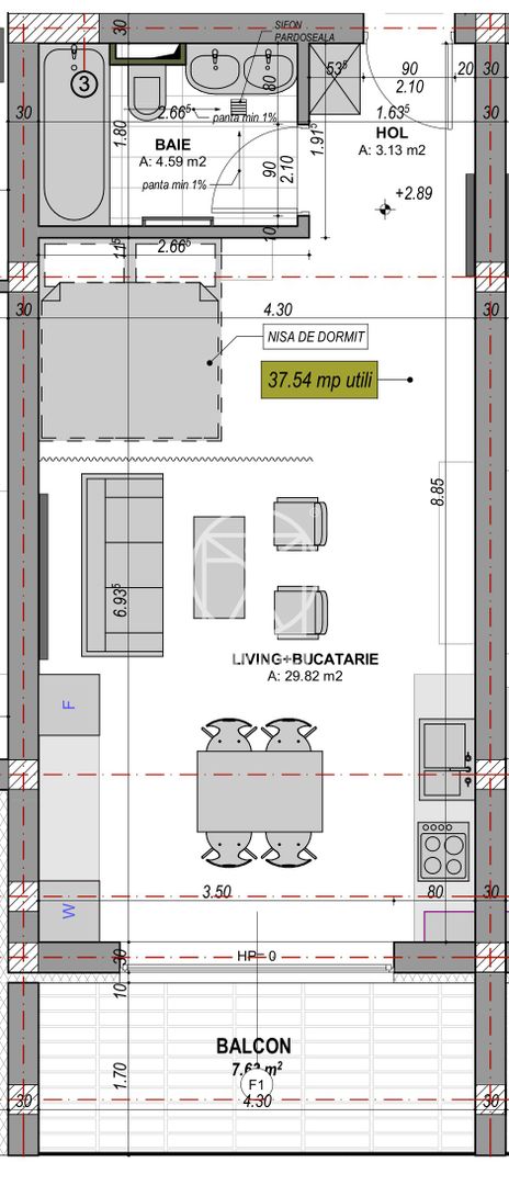 Garsoniera cu jaluzele electrice - 38 mpu (YND-23C-Mi-ap.6) - Poză 2