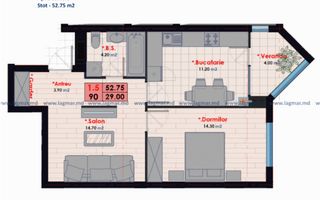 Vânzare, apartament, 2 camere, stra Nicolae Testemițanu, Botanica - Schiță 11