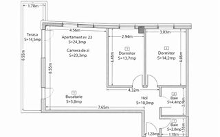 Apartament 3 camere - 74 mp - 2 Parcari -  Frunzisului - Poză 11