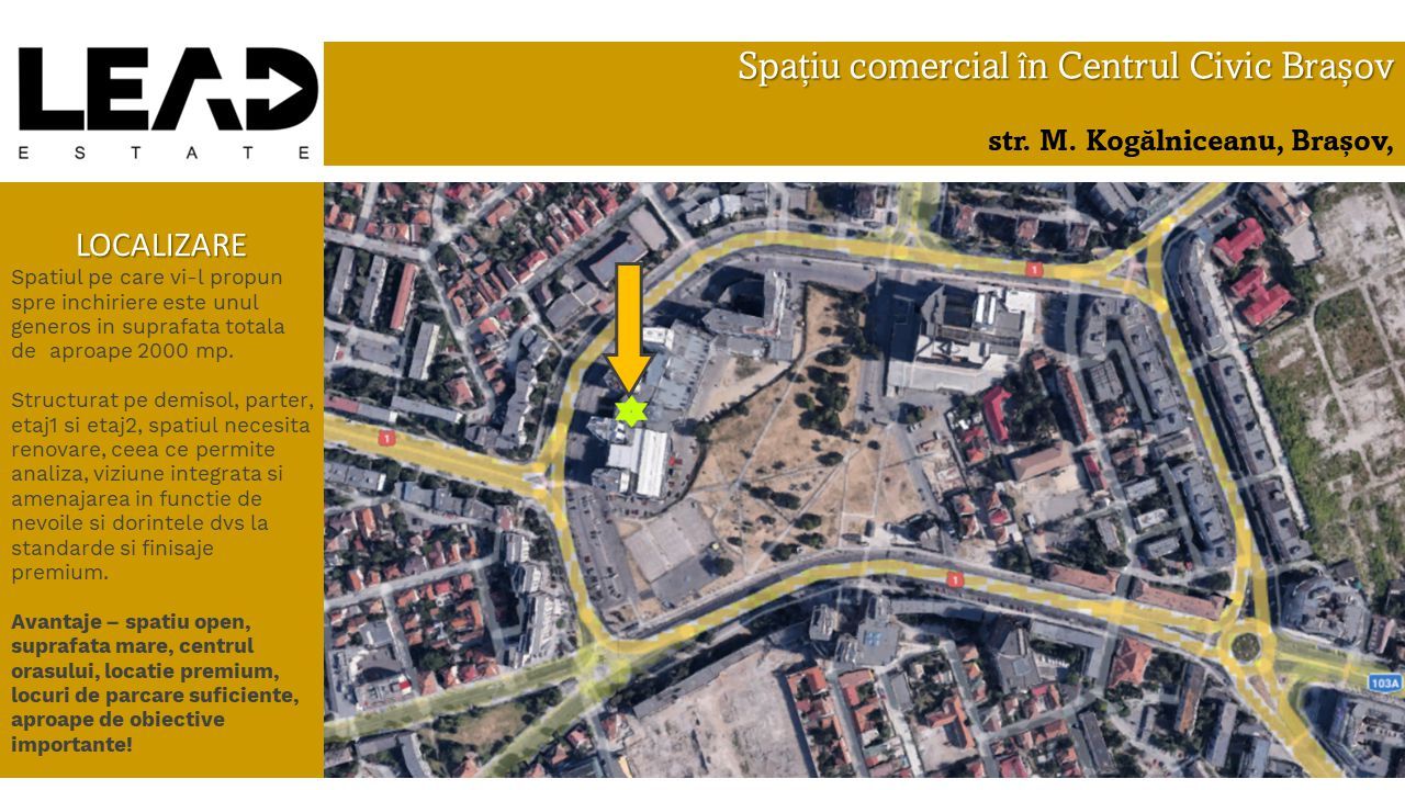 Spatiu comercial de inchiriat, 1974 mp utili, Centrul Civic Brasov! - Poză 2