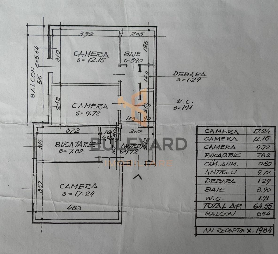 Apartament cu 3 camere decomandate, zona Kaufland Marasti! - Schiță 7