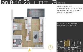 2 camere  -parcare inclusa -proiect nou -Pallady - Schiță 12