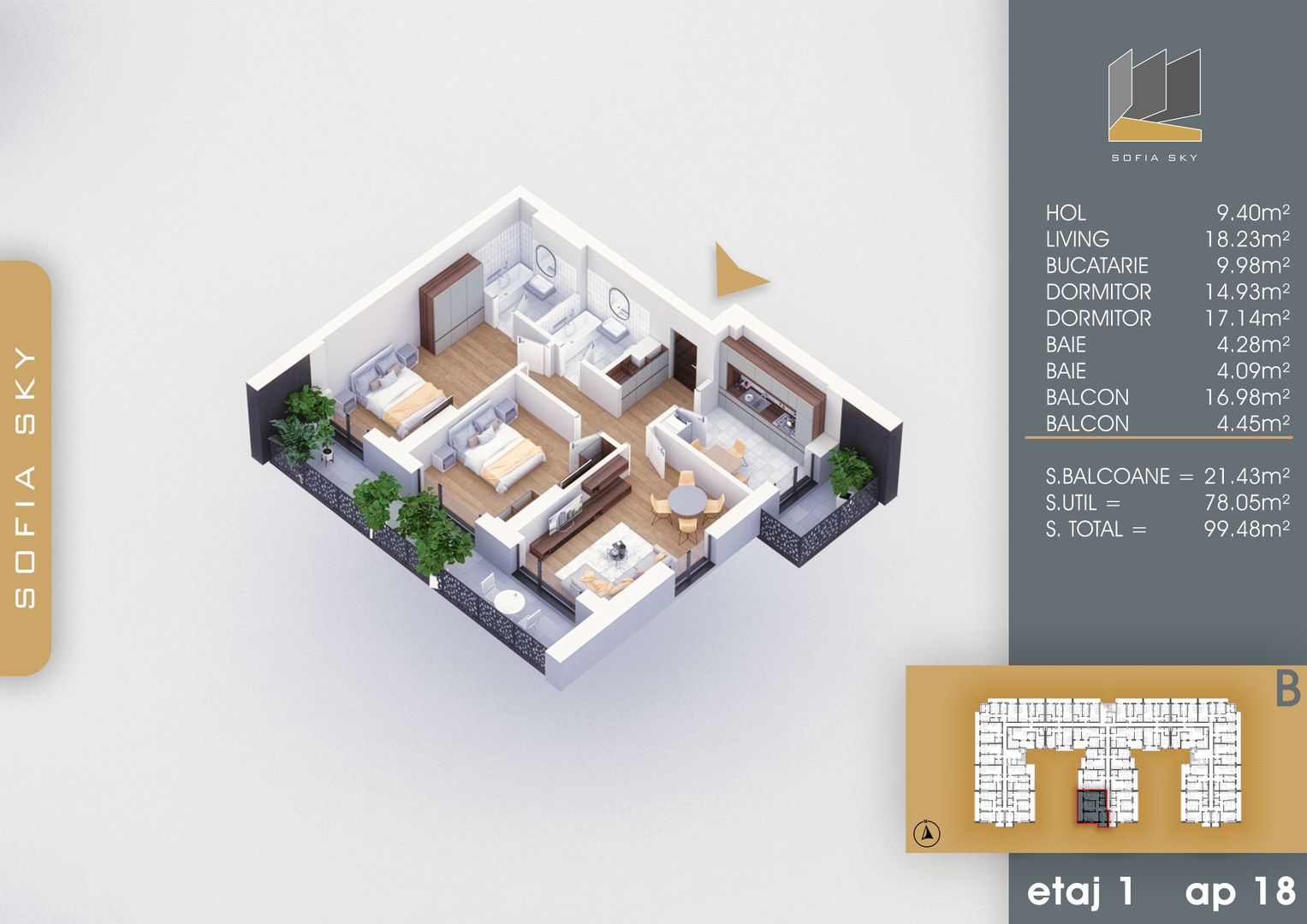 Apartament 3 camere decomandat  Titan Pallady  7 min Metrou Nicolae Teclu - Schiță 1