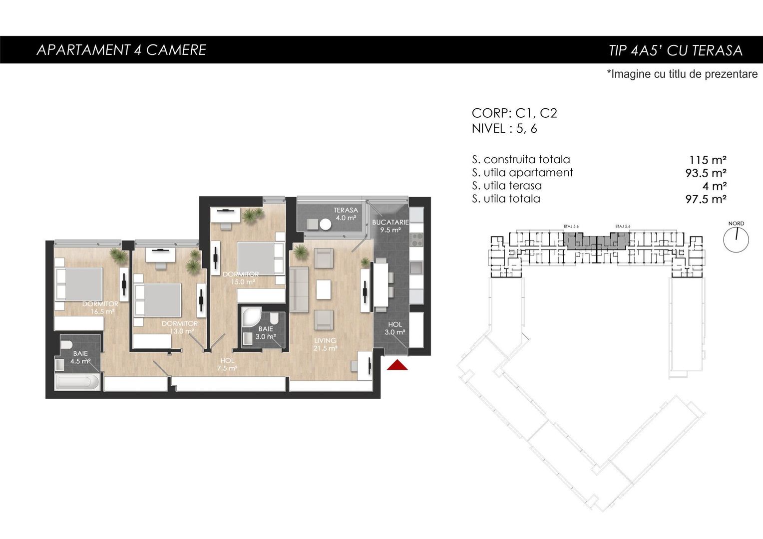 Apartament 4 camere 93,50 mp utili - Sector 1 Lacul Străulești - Schiță 28