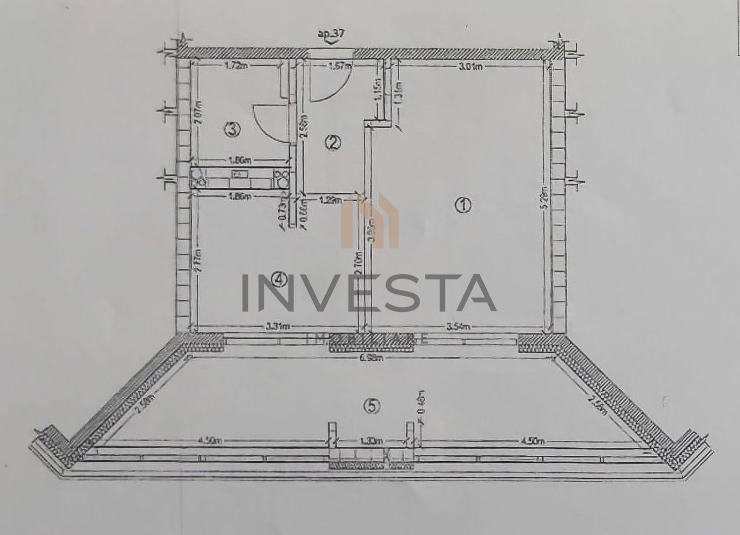 Apartament 2 camere de inchiriat, parcare, intrare Floresti, zona BMW - Schiță 7