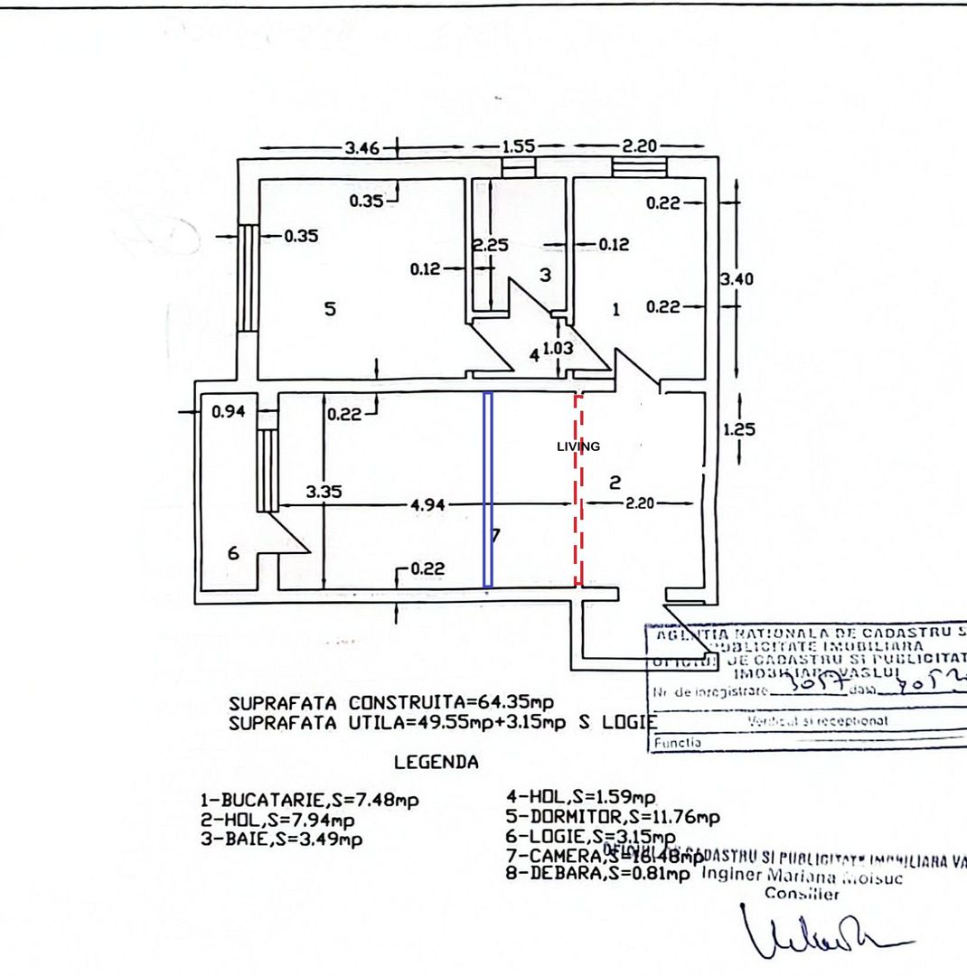 Apartament cu 2 camere, modificat în 3 camere, renovat total, zona DONICI; - Poză 10