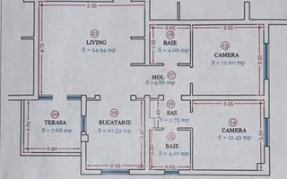 Apartament 3 cam, 76 mp + balcon, etaj 1,  Dumbravița, str. Rodiei,  Comision 0% - Schiță 20