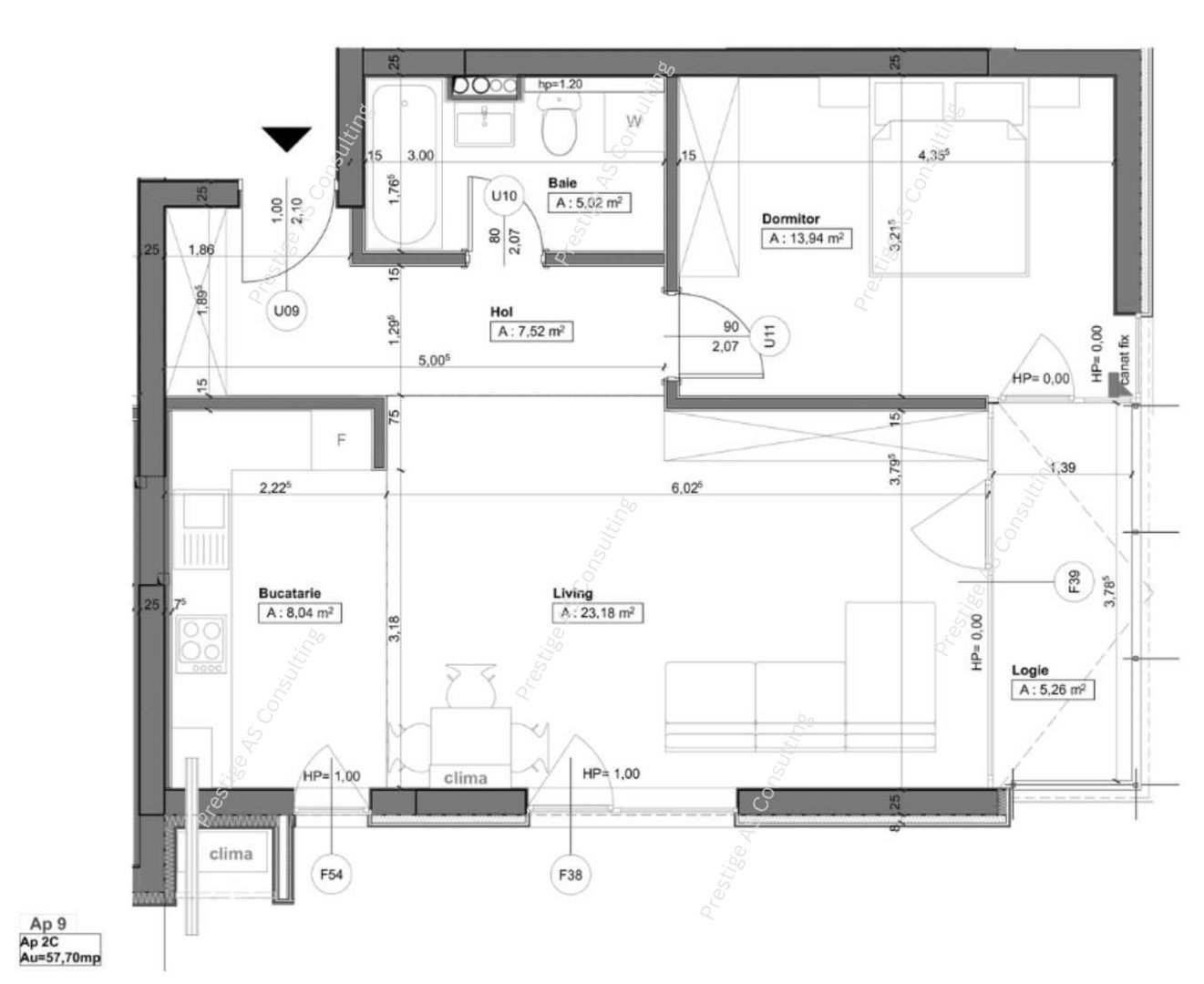 Apartament superb 2 camere - Nord One - Central - Schiță 8