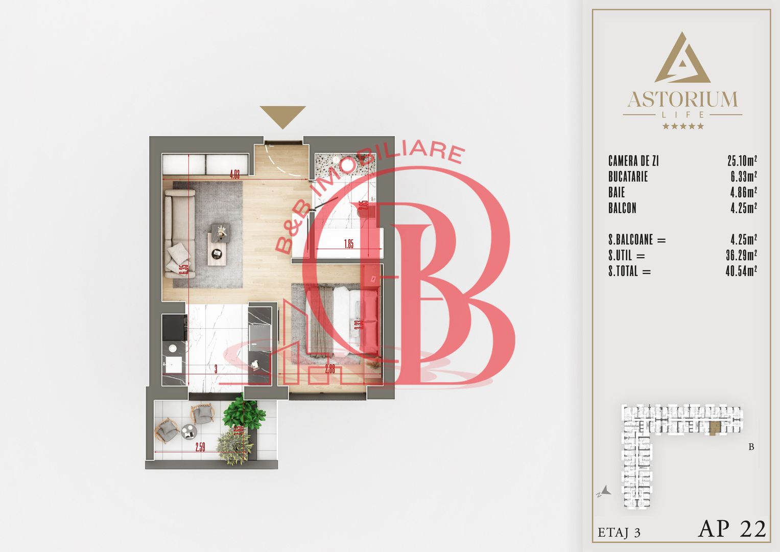 Oferta 2 cam tip studio proiect premium titan pallady direct dezvoltator - Schiță 1