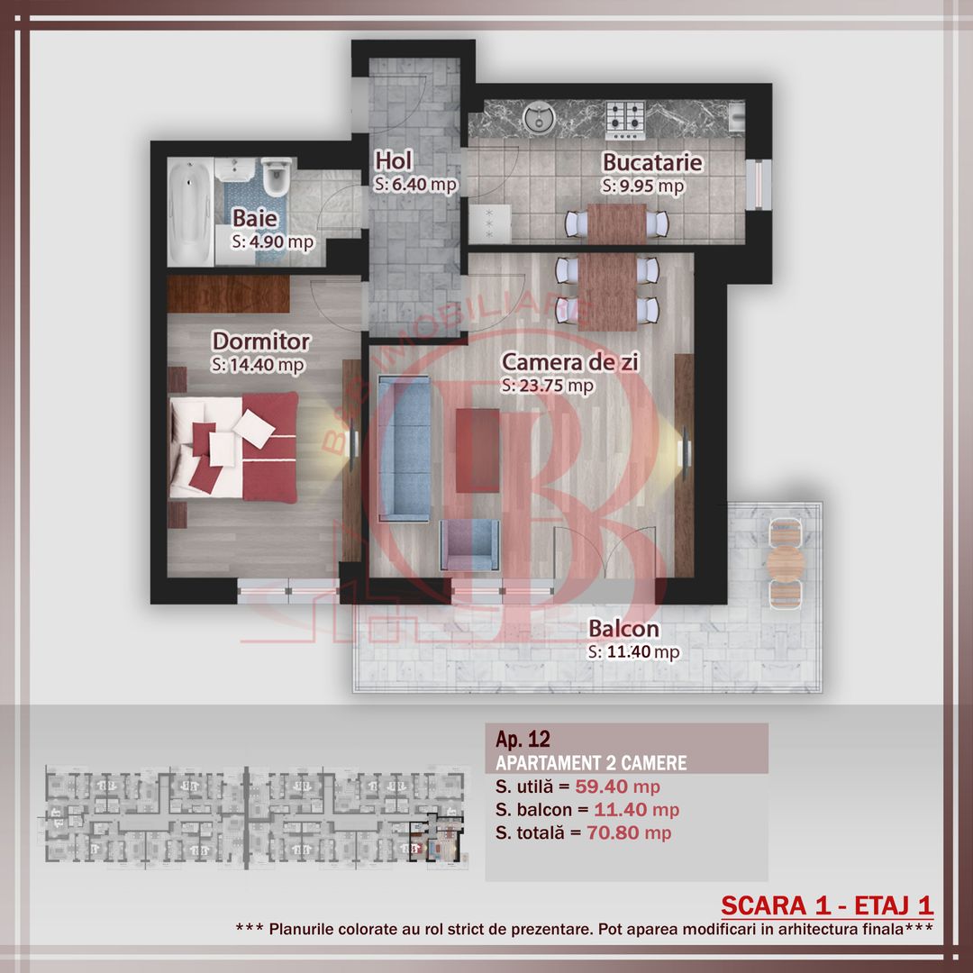 Apartament 2 camere-Suprafata generoasa-STB Parcul Teilor - Schiță 6