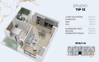 2 CAMERE TIP STUDIO | 60 MP | Metrou Berceni - Poză 1