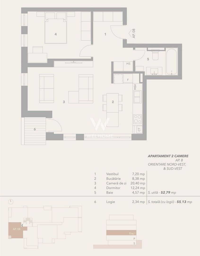 Apartament 2 camere, lift, boxe, garaj, INTABULAT - Sibiu - Schiță 7