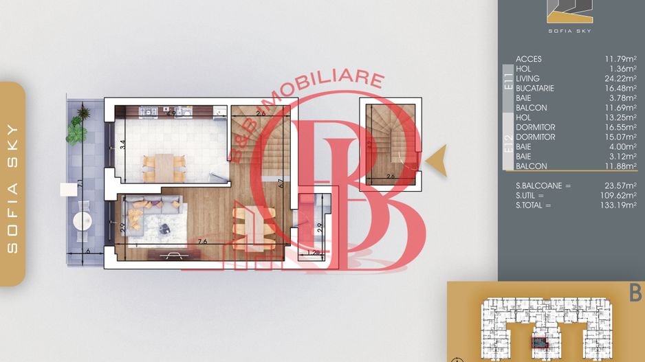 Apartament 3 camere-Duplex Bloc Finalizat Theodor Pallady - Schiță 4