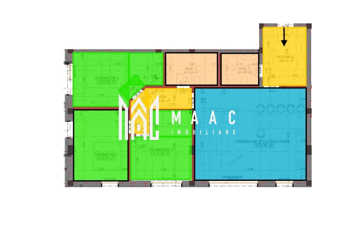 Apartament 4 camere | 95,05 mp utili | Etaj 1 |  Arhitecților - Poză 3