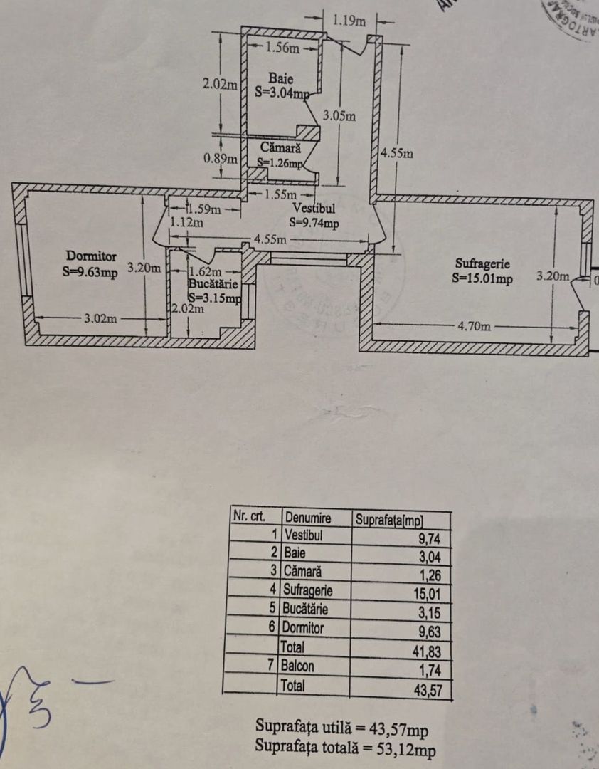 Apartament 2 camere decomandat Raul Doamnei, Drumul Taberei - Schiță 7