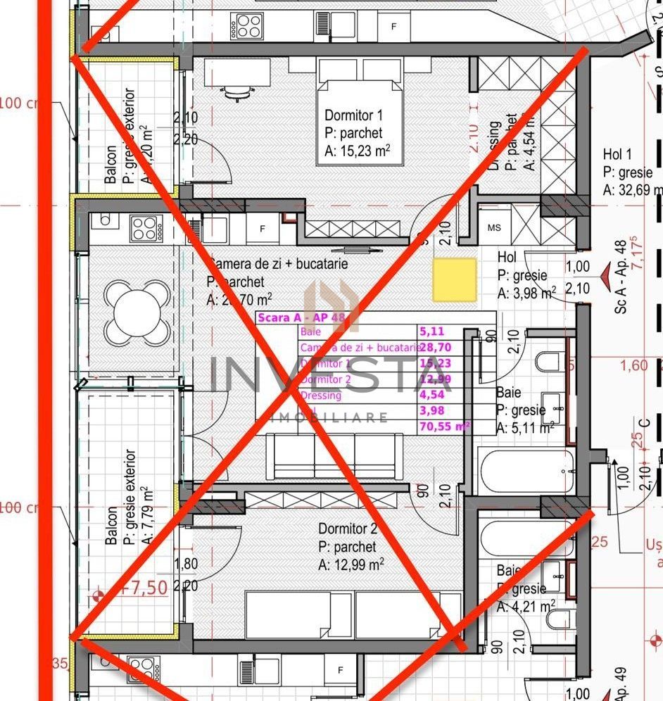 APARTAMENT DE VANZARE 3 CAMERE 2 BALCOANE - Poză 3