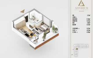 2 camere finalizat proiect premium titan pallady - Schiță 6