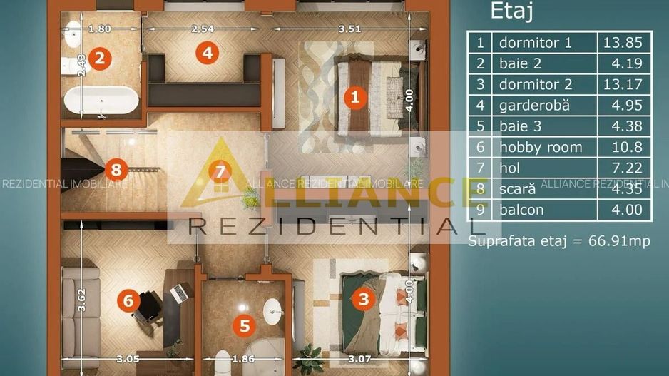 P+1+M - 5 Camere 4 Bai - 180MPU - 190MP - Popesti Leordeni - Poză 11