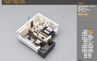 Studio 2 Camere Pallady - 12 min Metrou Nicolae Teclu | Comision 0% - Schiță 8