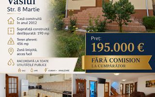 VILĂ P+1E - 190 mp, Teren 456 mp, mobilată și utilată, VASLUI - zona CARTIER; - Poză 1