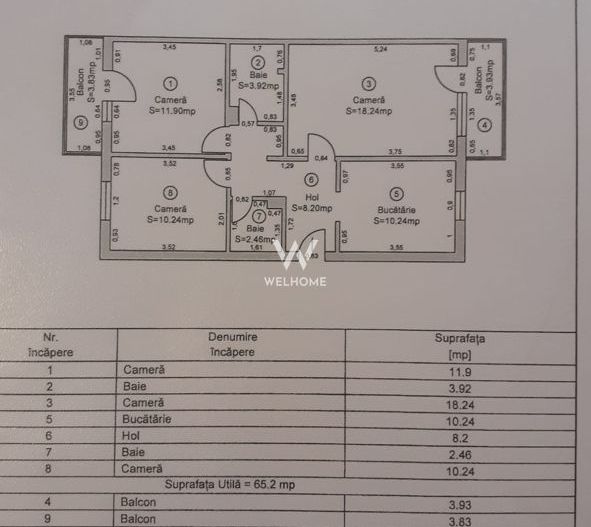 Apartament decomandat, bine intretinut, 3 camere, 2 bai  - Turnisor - Sibiu - Schiță 8