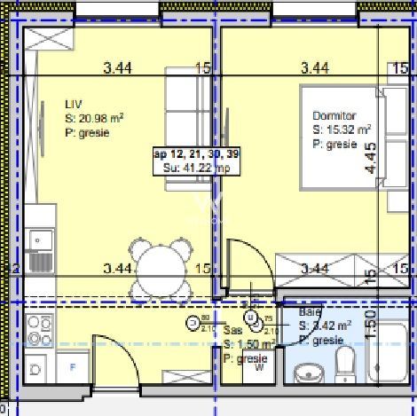Apartament 2 camere in Lazaret - Sibiu - Proiect Nou - Schiță 1