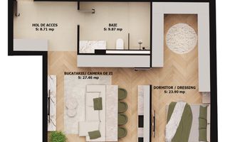 Apartament nou, 2 camere, 182 000 Euro. Comision 0.