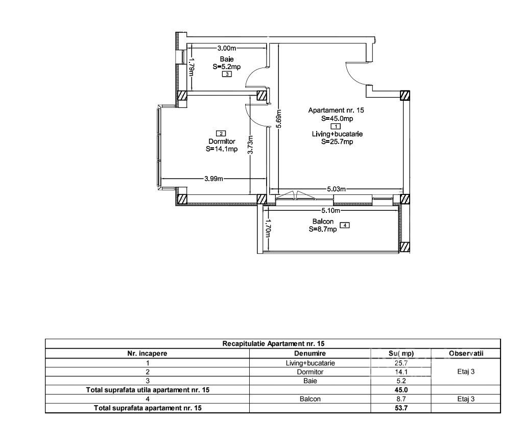 Apartament 2 Camere | Bloc Nou | Ideal Investitie | Terra, Floresti - Schiță 4