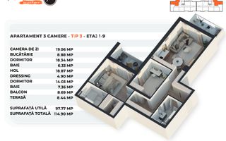 ALEXANDRIEI 152 | 3 CAMERE | 98 MP UTILI | BALCON SI TERASA - Schiță 24