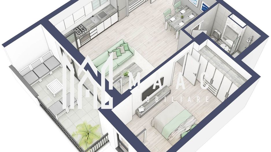 Apartament 2 camere | Etaj 3 | Balcon 10.7  | Turnisor - Poză 5