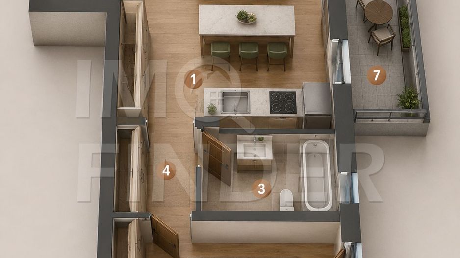 2 camere premium cu terasa generoasa | design elegant | complet mobilat - Poză 16