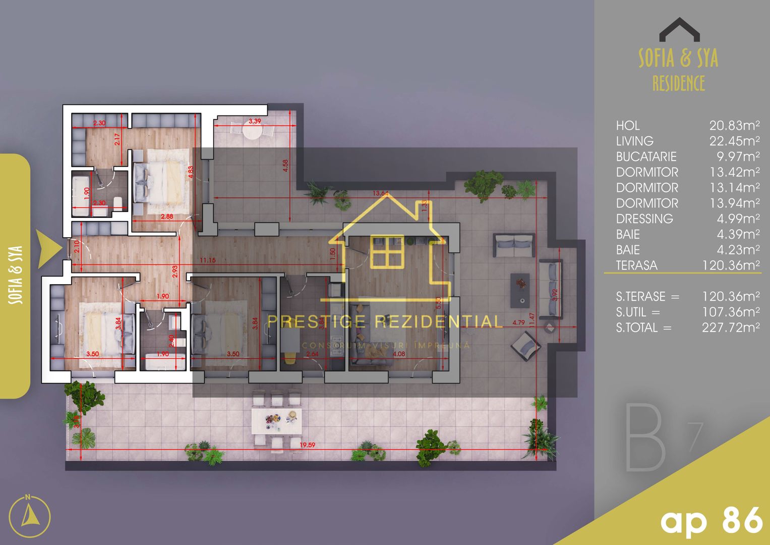 4 Cam,Terasa 120 Mp, Parcare Inclusa, Titan-Pallady,Metrou - Poză 3