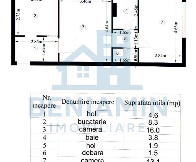 2 camere-etaj 1-centrala termica-mobilat-utilat-Sala sporturilor - Schiță 9