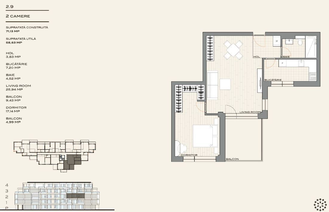 Apartament 2 camere Pipera cu bucatarie inchisa - Poză 2