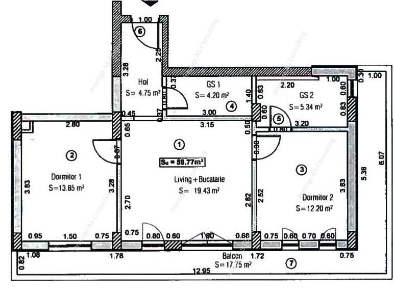 Apartament premium 3 Camere 2 Bai | Vedere Panoramica | Aradului-Regina Maria - Schiță 5