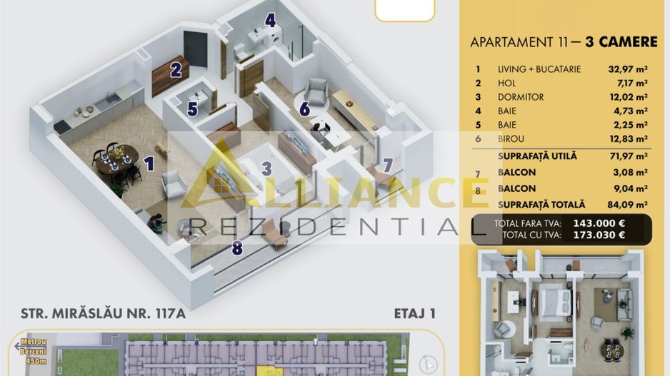 Apartament superb cu 3 camere la doar 5 minute de metrou - Poză 7