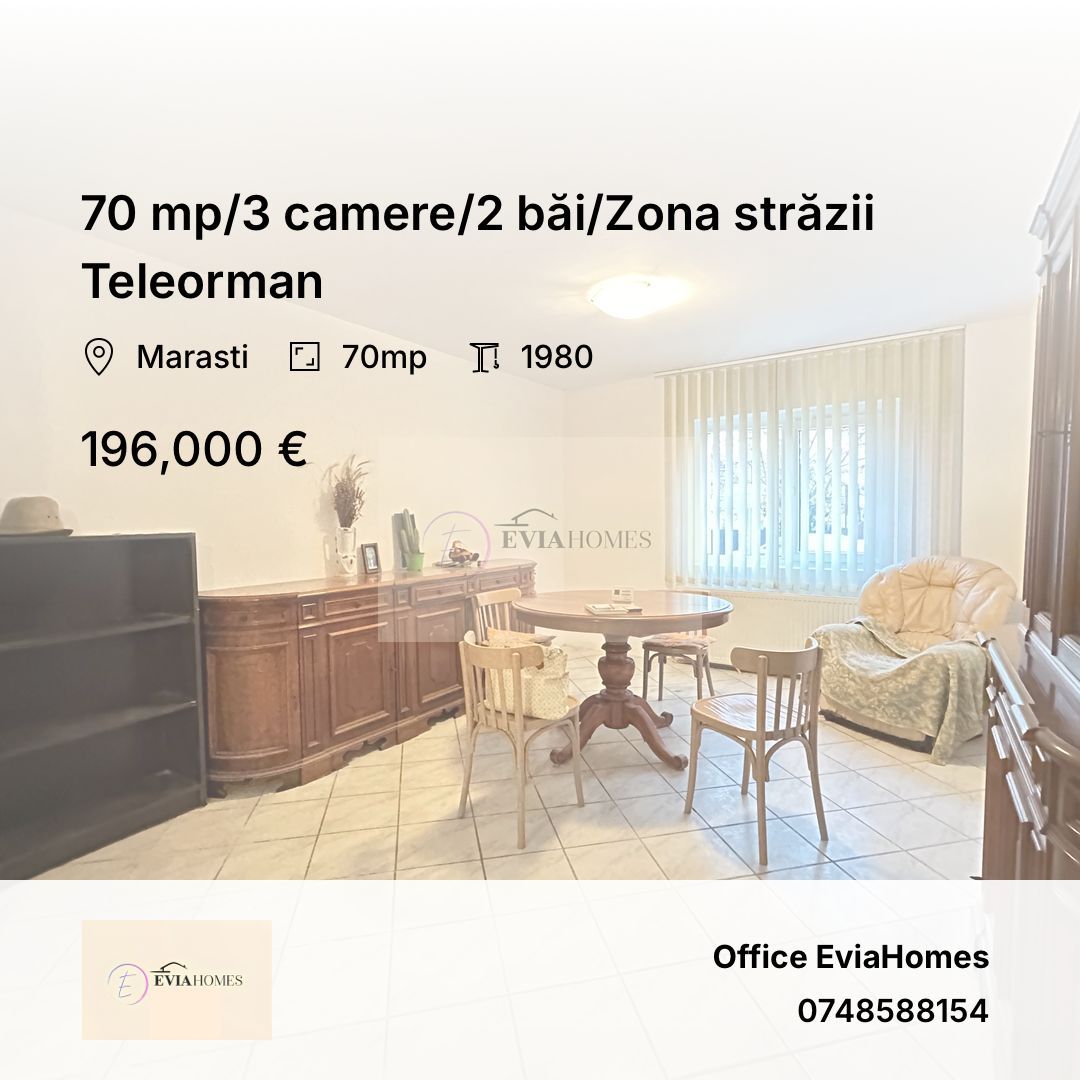 70 mp/3 camere/2 băi/Zona străzii Teleorman - Poză 1